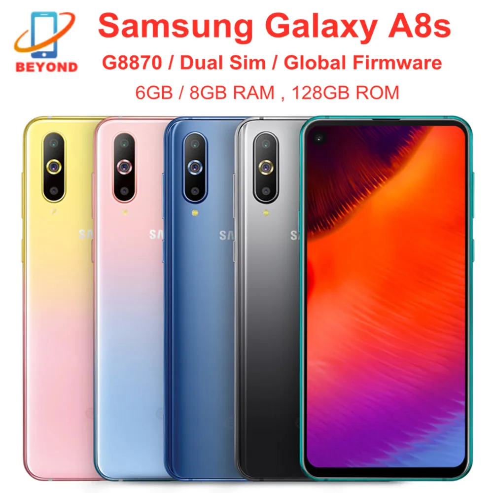 

Samsung Galaxy A8S G8870 Dual Sim Snapdragon 710 6GB/8GB RAM 128GB ROM 6.4" NFC Triple Camera Original Mobile phone