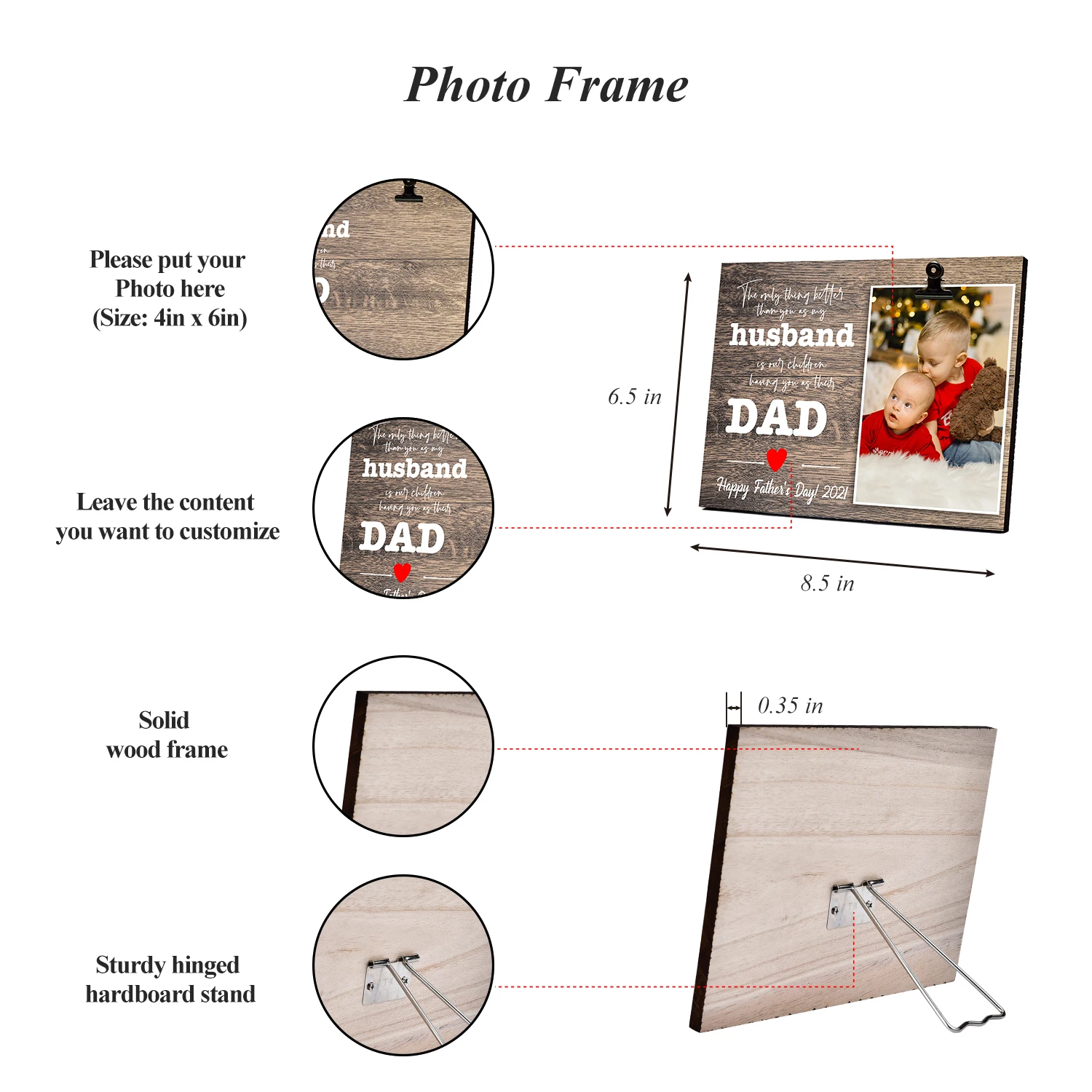 

Personality Natural Wood Picture Painting Frame On The Wall And Table Desk Display Frame Gifts For Father's Day