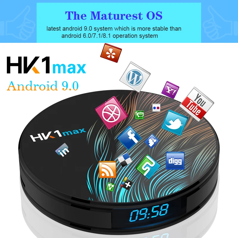 Умная ТВ-приставка HK1 MAX Android 9 0 четырехъядерный процессор RK3318 4K HD медиаплеер