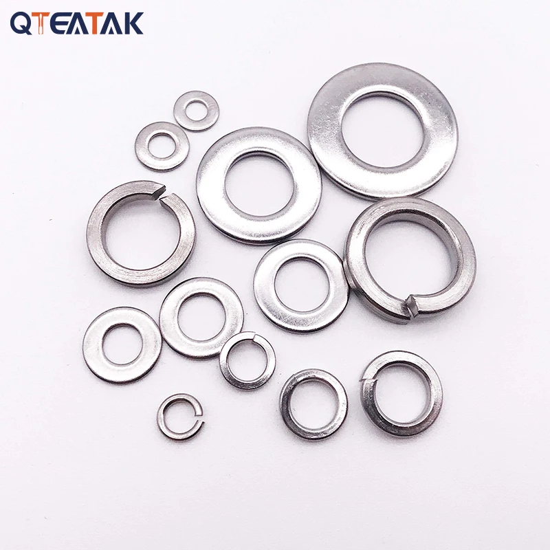 

260Pcs 304 Stainless Steel Flat Washer & Lock Washer Assortment Set M2.5-M10 Plain Gasket Kit With Box For Hardware Accessories