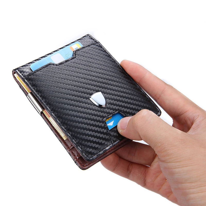 

Zovyvol 2021 Fashion Carbon Fiber Multifunctional Card Wallet Men Credit Card Holder RFID ID Card Case Pu Leather Coin Purse