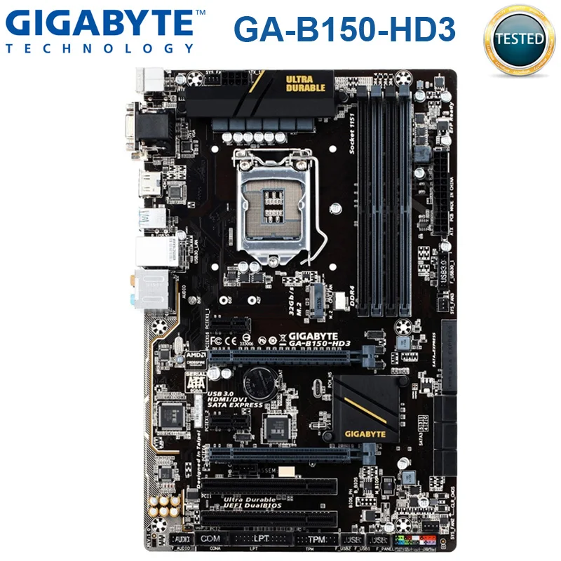 Gigabyte B150 HD3 Motherbaord Intel LGA 1151 Настольный Core i7/i5/i3 PCI E 3 0 материнская плата DDR4 USB3.0 M.2