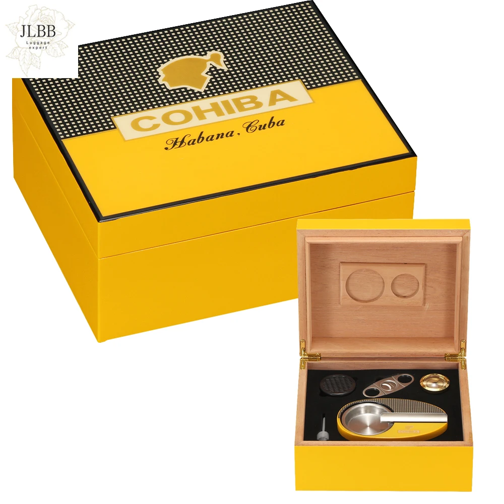 

CONIBA Cigar Humidor Cedar Wood Humidor Box W/ Smoking Accessories Ashtray Hygrometer Humidifier Cutter For Cigars Box