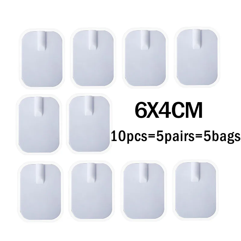 10P 6X4cm 10 шт. электроды колодки с кабелем для Tens машина для терапии акупунктурой EMS Массажер для мышечного стимулятора патч сжигание жира 2 мм разъем - Цвет: 10P 6X4cm