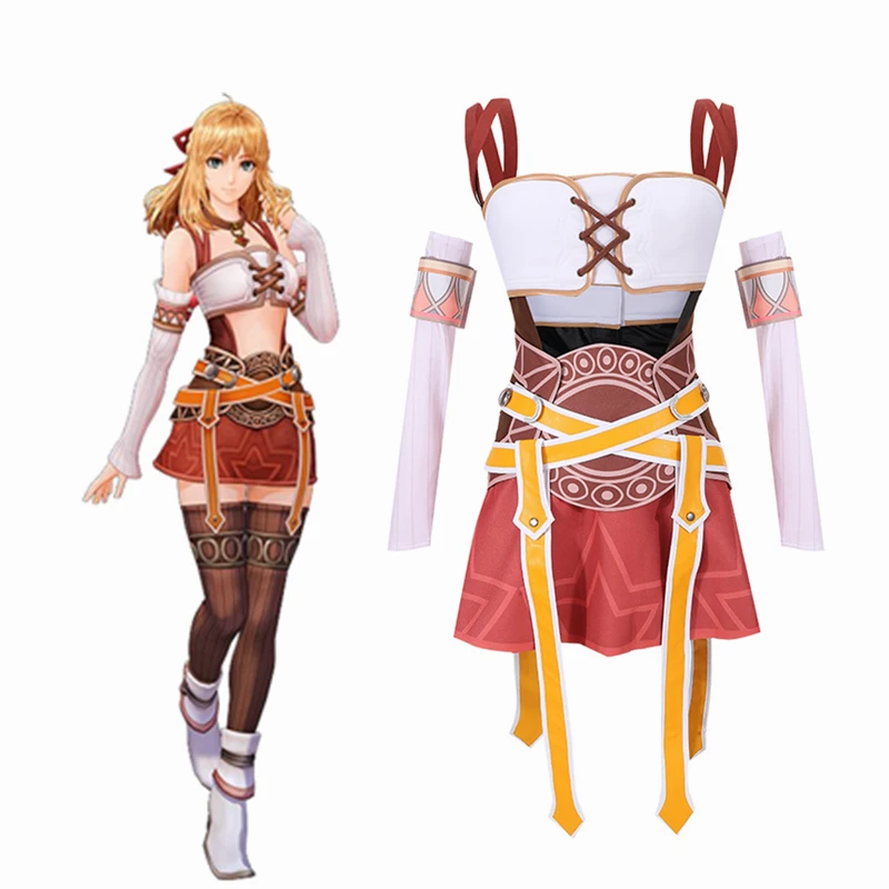 

Game Xenoblade Chronicles Definitive Edition Fiora Cosplay Costume Outfits for Women Sexy sun-top Dress Socks Halloween Carnival