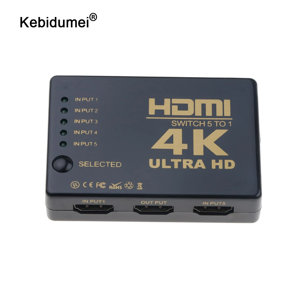 Сплиттер Ultra HD 4K 1x5 портов 3D * 2K видеопереключатель совместимый с HDMI 1 вход 5