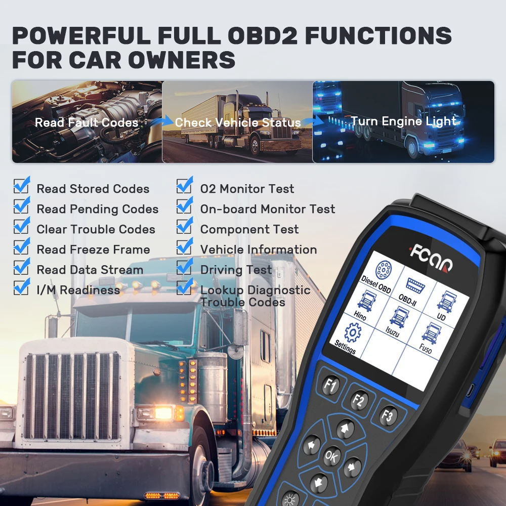 FCAR F506 Obd2 сканер для тяжелых грузовиков 2 в 1 Автомобильный ABS VCS EPB SRS передача