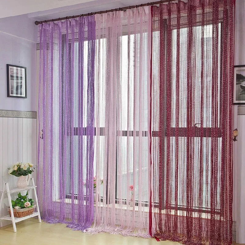 

100x200cm Color Thread Curtain Shiny Tassel Line Curtains Window Blind Valance Living Room Partition Curtain Home Decoration