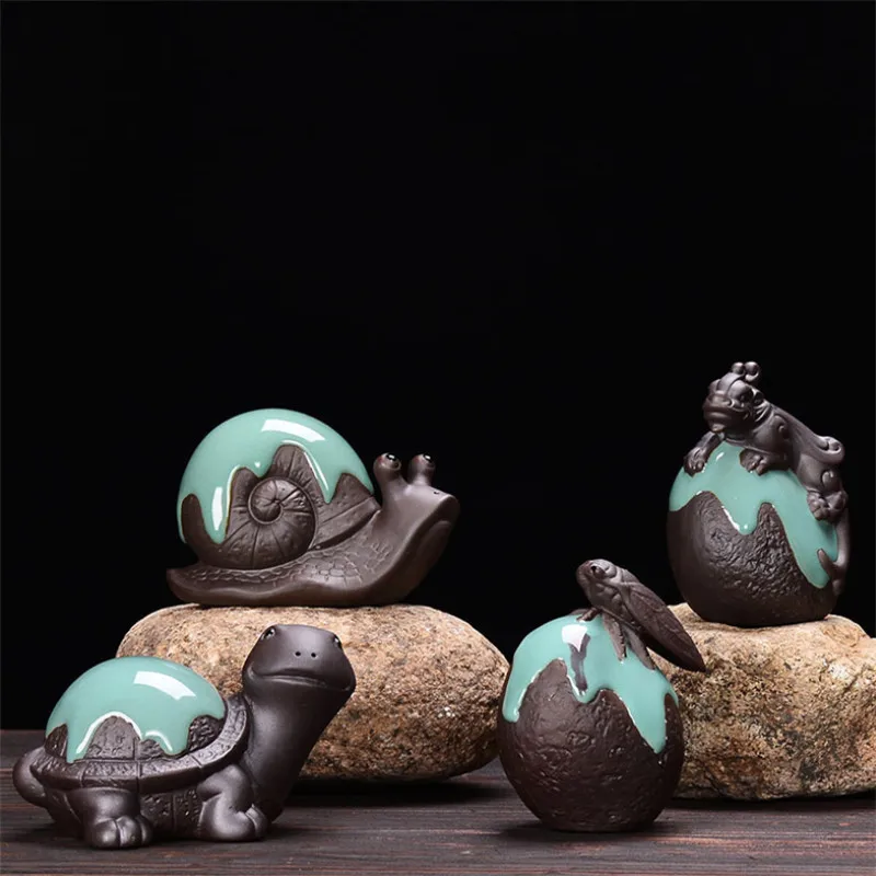 

Ceramic Snail Turtle Cicada Brave Troops Tea Pet Home Decor Animal Figurine Succulents Moss Micro Landscape Bonsai Ornament