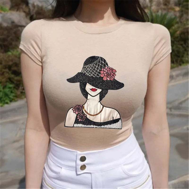 Sequins Patch Ins Lady Iron On Patches For Clothing Sequined Large Biker Badge Strange things Stickers Diy Clothes Gifts | Дом и сад