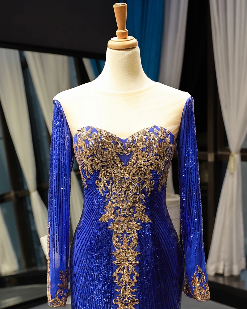 J66787 janceber Русалка вечернее платье без бретелек блестящее Золотое кружево зеленое