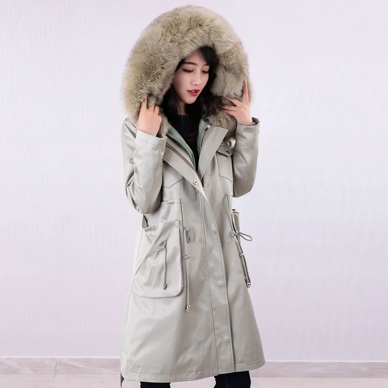 Tcyeek Real Fur Parka Winter Jacket Women Natural Fox Rabbit Liner Long Coat Female Collar Warm Parkas Hiver PK-19TH | Женская одежда