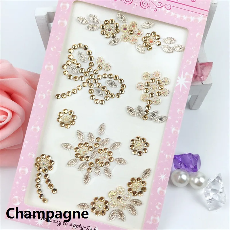 CA472-Champagne 1 лист акриловые стрекозы искусственные бриллианты с повторяющимся цветом DIY Ручная работа телефон украшение автомобиля Скрапбукинг Ремесло стикер кристалл аксессуары - Цвет: CA472-Champagne
