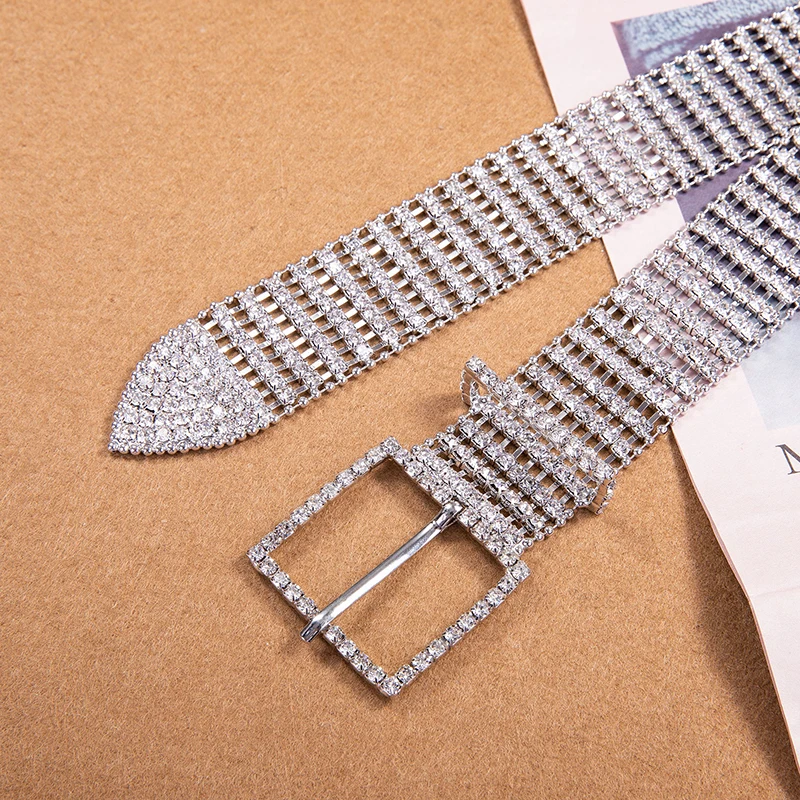 

2019 New women's rhinestone belt female bright Bride bling crystal diamond Belt Collar Necklace Waist chain belt Pearl Belts