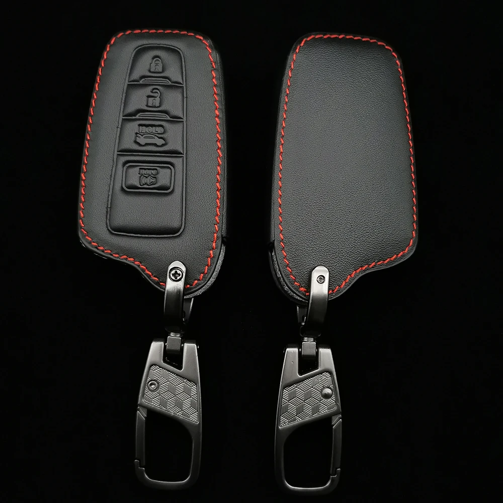 

Leather Key Case For Toyota Camry CHR Corolla RAV4 Avalon Land Cruiser Prado Prius 2017 2018 2019 4 Button Remote Fob Cover