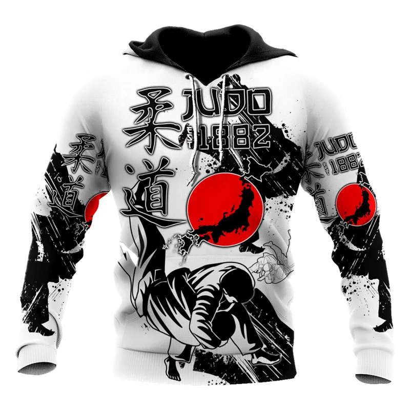 Толстовка мужская с длинным рукавом модная повседневная худи дзюдо в стиле