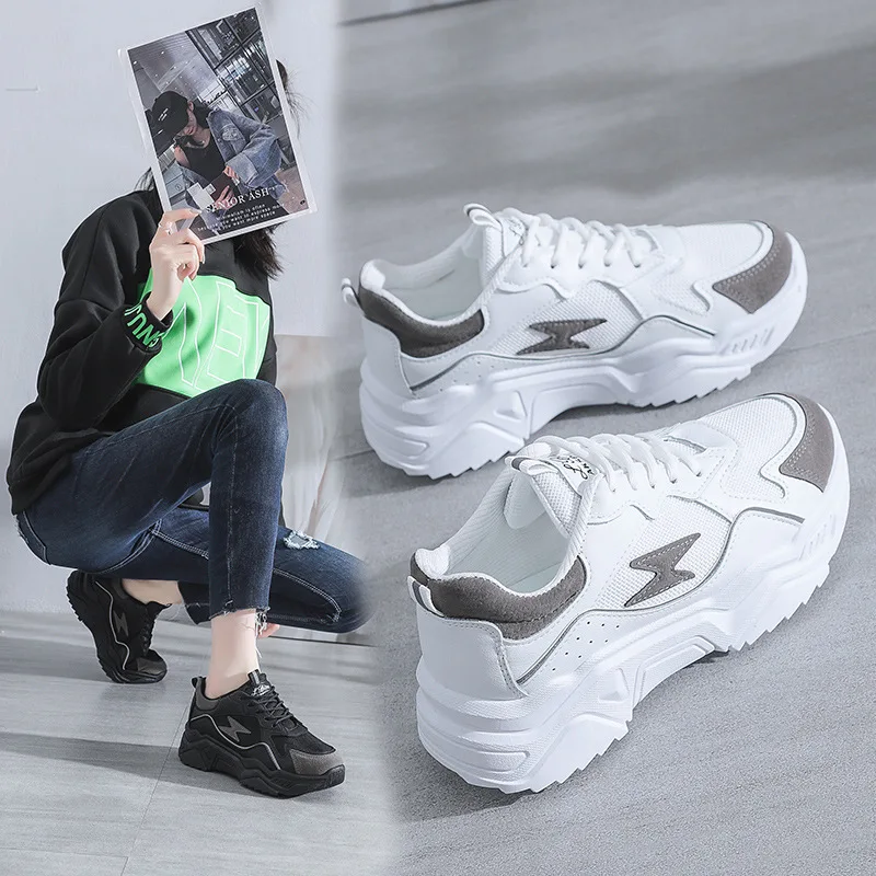 

2021 New Spring and Autumn Father Shoes Women's Fashion Breathable Casual Shoes Ins Super Fire Thick-soled Women's Shoes