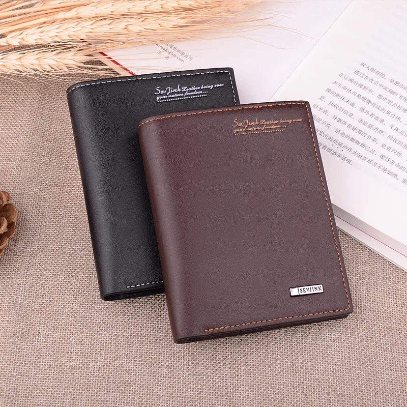 Wallets for Men Leather Short Black Slim Thin Cute Front Pocket Luxury Credit Card Purse Wallet Money Clip | Багаж и сумки
