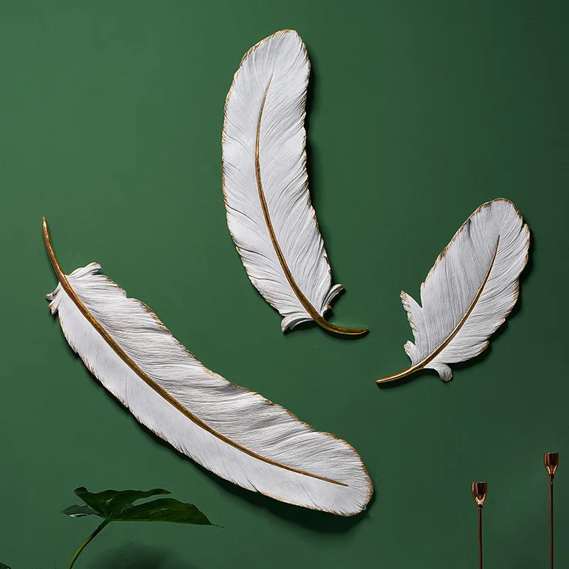 

[VIP] 3D Wall Hanging Decor Feather Candlestick Compote Tabletop Ornaments Bedroom Living Room Sofa Background Wall Decoration