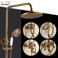 bathroom rain shower set antique bronze wall mounted bath shower faucets with hand shower wall mounted el0628