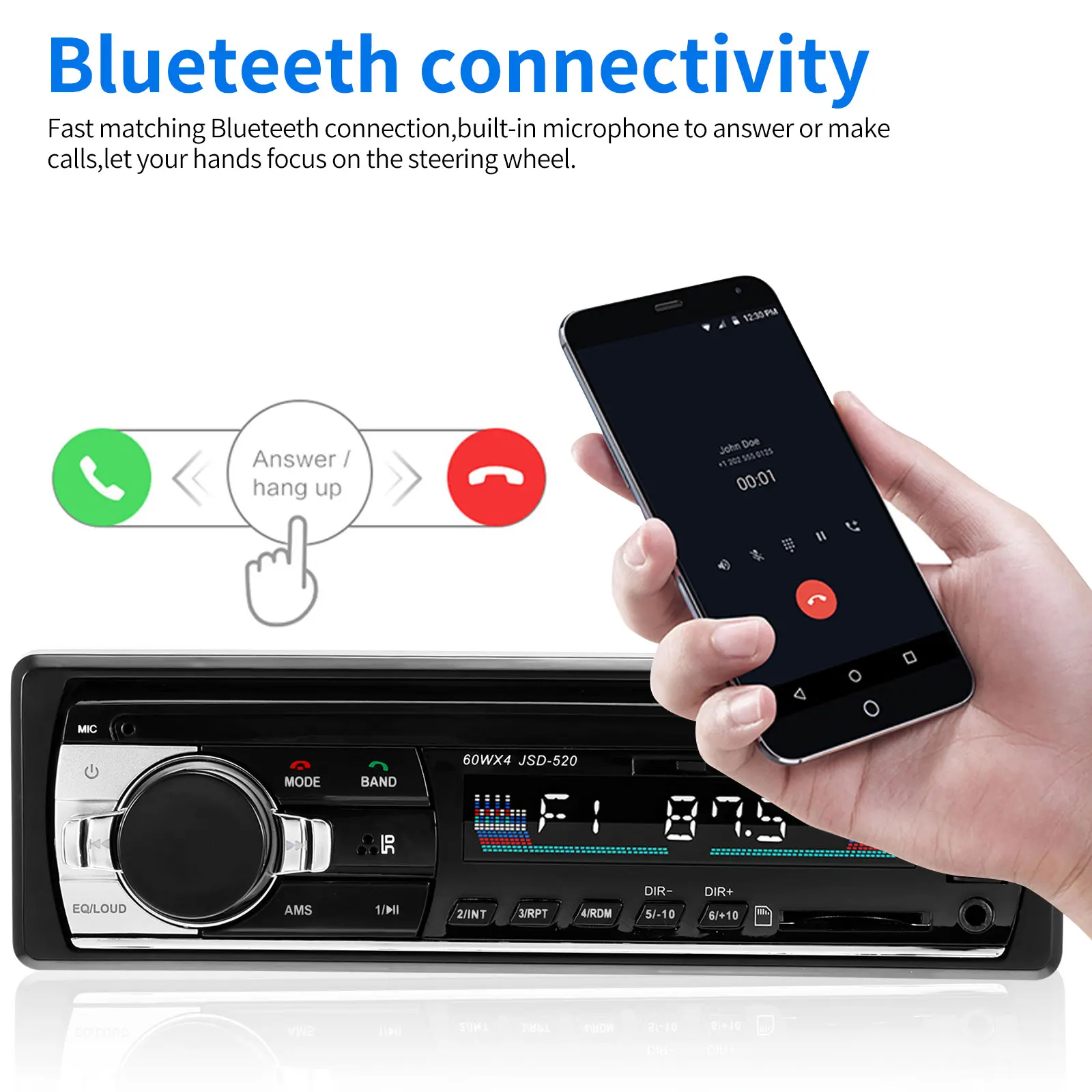 JSD-520 Car Stereo Touch Screen Audio Receiver Low Energy Consumption Radio Bluetooth Connection Sound for | Автомобили и