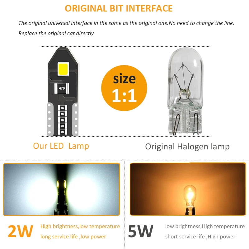 W5W 194 T10 3528 2SMD LED Car bulb 6000K White Wedge License Plate Lamp Dome Light Luggage Compartment Lights DC12V | Автомобили и