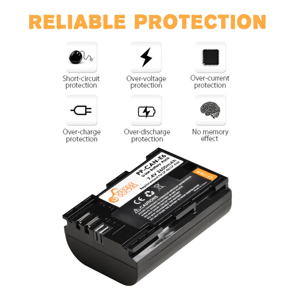 3x LP E6 LPE6 батарея 2600 мАч + Type C двойной светодиодный USB зарядное устройство для Canon EOS