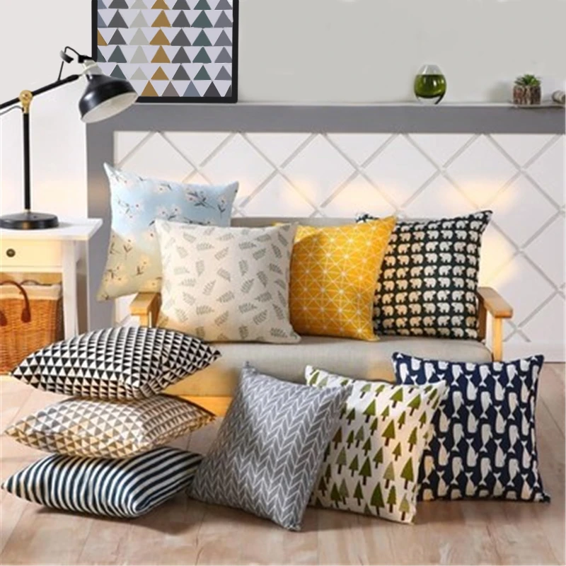 Геометрическая двухсторонняя наволочка для подушки с принтом животных