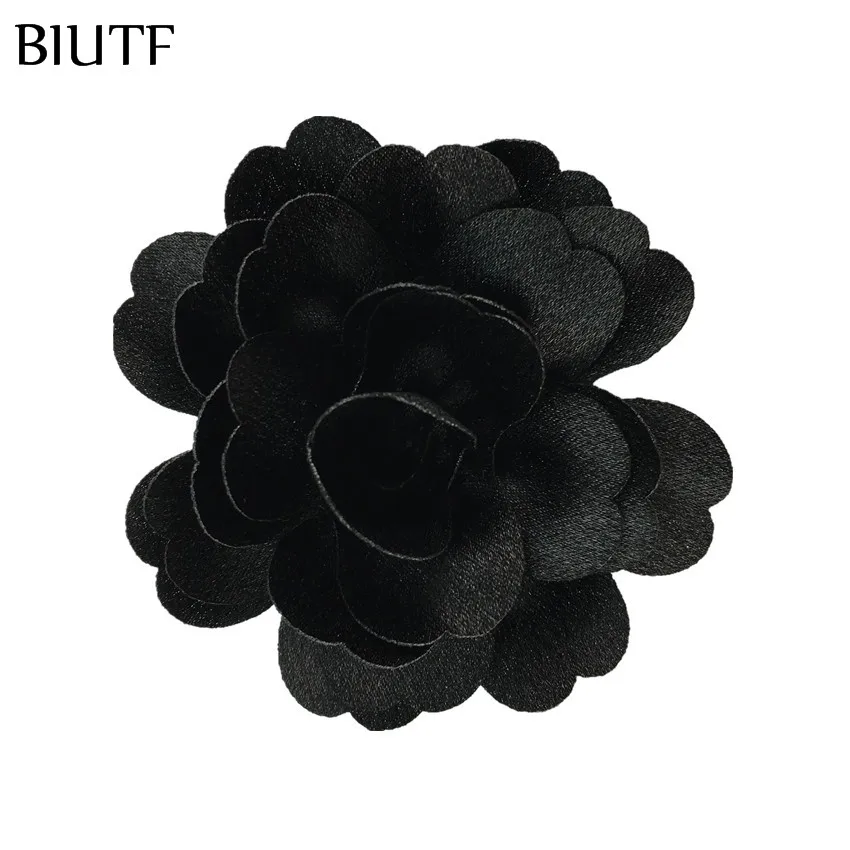 16-black 10 шт./лот, для девочек, превосходная ткань, Хрустальный креповый цветок с/без заколки для волос, гладкое прикосновение, сделай сам, бутик, аксессуары для волос TH302 - Цвет: 16-black