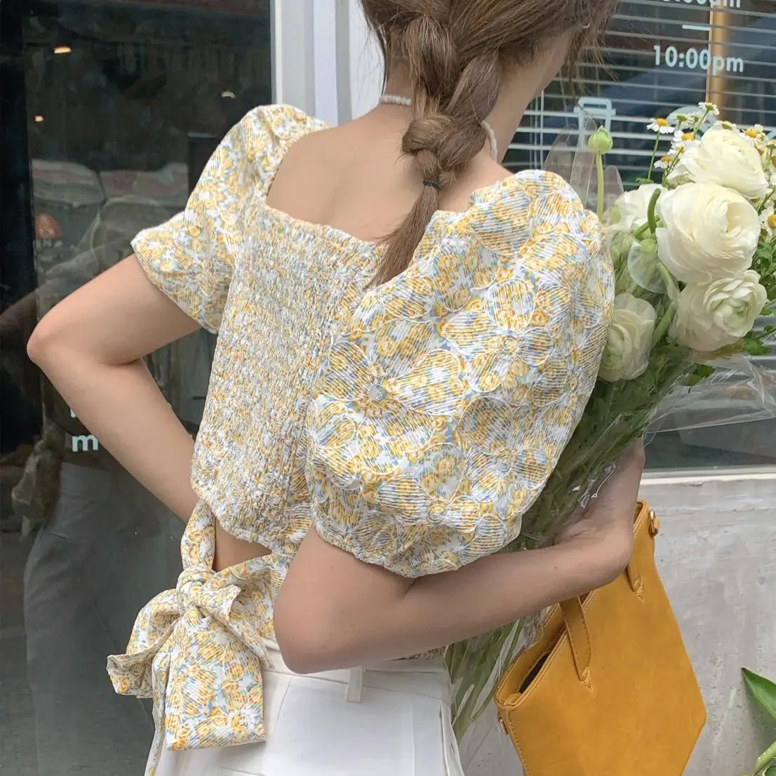 

women summer chiffon dress floral printed blouses & bag 6833#