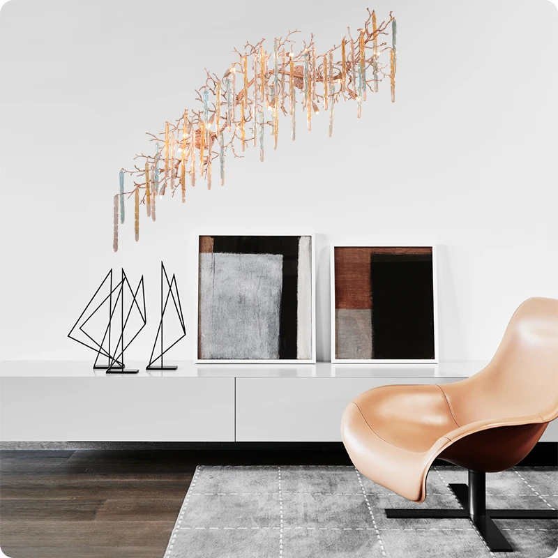 Современный медный настенный светильник латунь ветка дерева Наклейка на стену