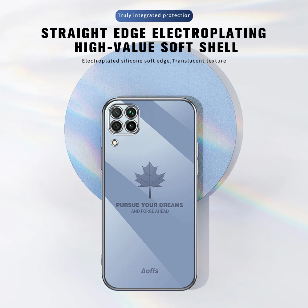 luxury maple leaf pattern plating with lanyard phone cover case for huawei p 40 p40 lite light pro soft silicon shockproof coque free global shipping