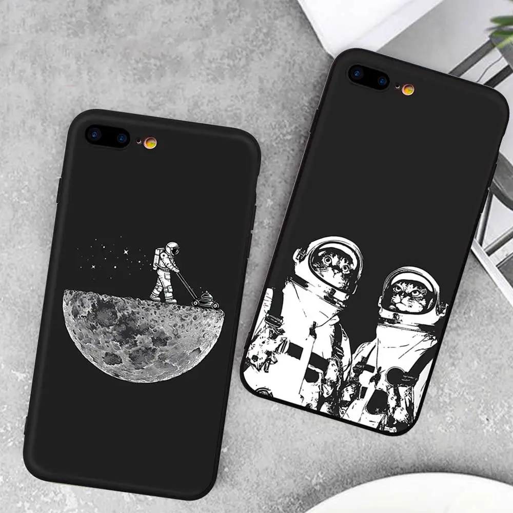 Ультратонкий матовый мягкий чехол из ТПУ с рисунком космической Луны для