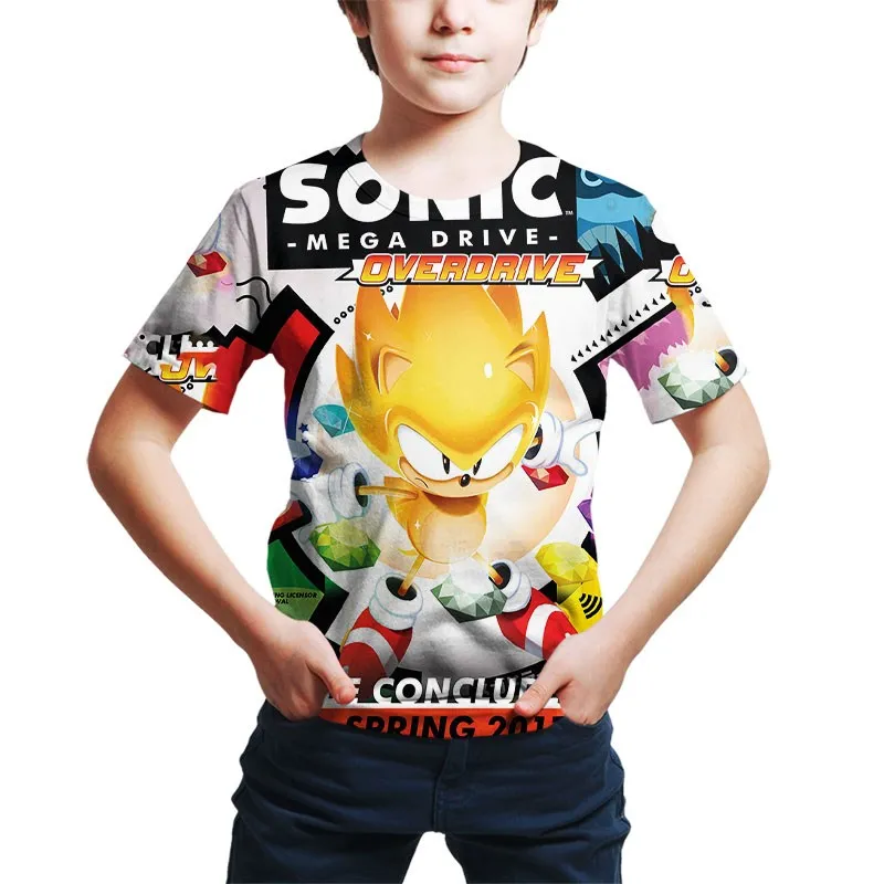 Футболки для мальчиков и девочек с 3D-принтом ежики Супер Марио детские футболки