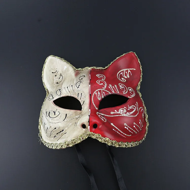 Маскарадная Сексуальная полулицевая маска с лисой и кошкой для карнавала