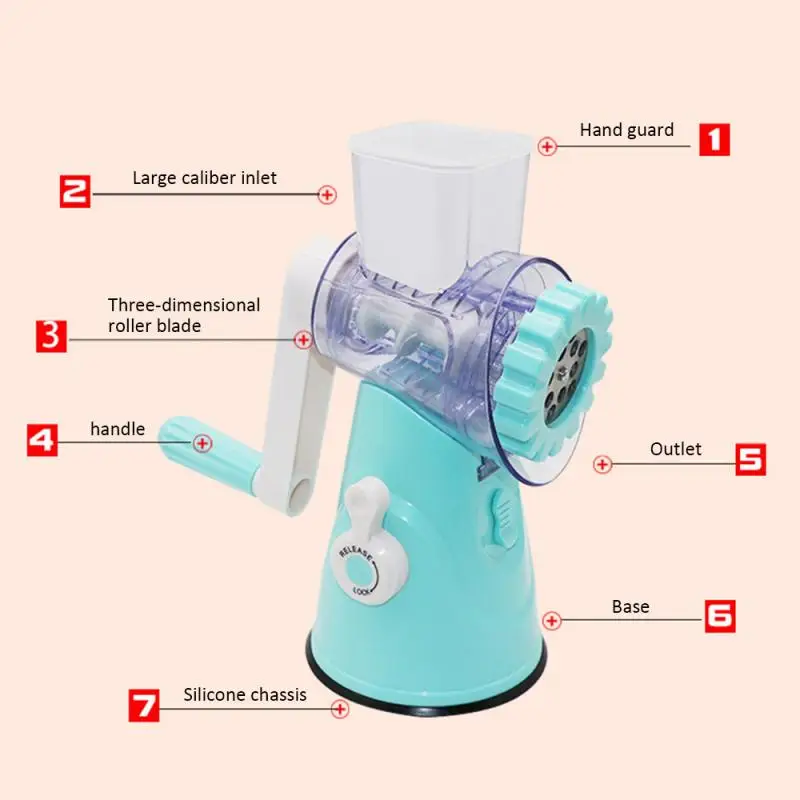 

4 In 1 Manual Vegetable Cutter Slicer Multifunctional Round Mandoline Slicer Cheese Slicer Vegetable Spiralizer Kitchen Tool