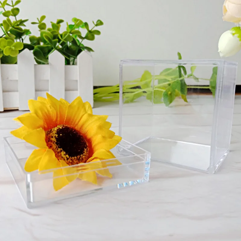 12 шт 5 см пустой кубик прозрачная пластиковая коробка конфет имитирует