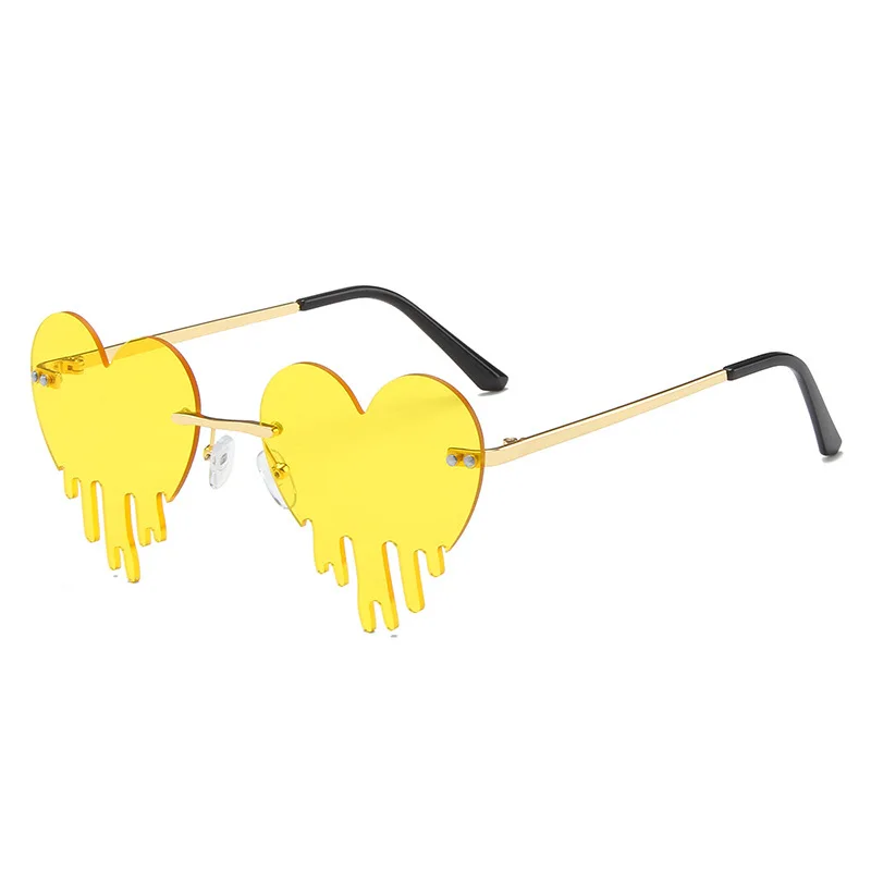 

2020Retro Love Tears Sunglasses Female Disco Sunglasses Metal Frameless Irregular Funny Prom Glasses Female UV400