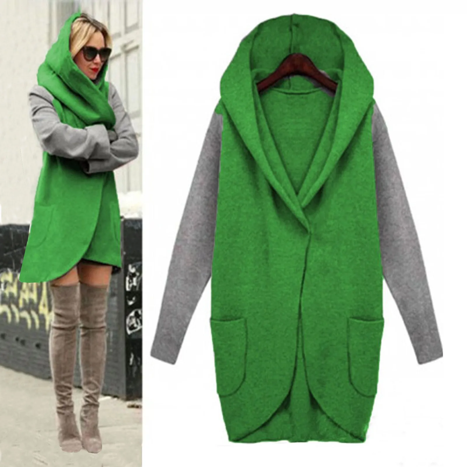 Женская теплая толстовка с капюшоном куртка цветочным принтом тканевый кардиган