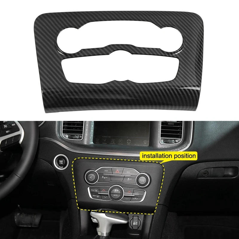 

Car Styling ABS Carbon Fiber Interior Console Air Condition Adjust Panel Cover Trim for Dodge Charger 2015-2020