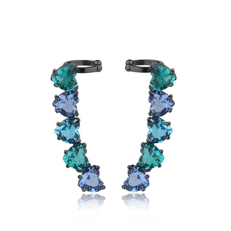 OMYFUN заводская цена женские серьги манжеты с сердцем Кристальные драгоценные