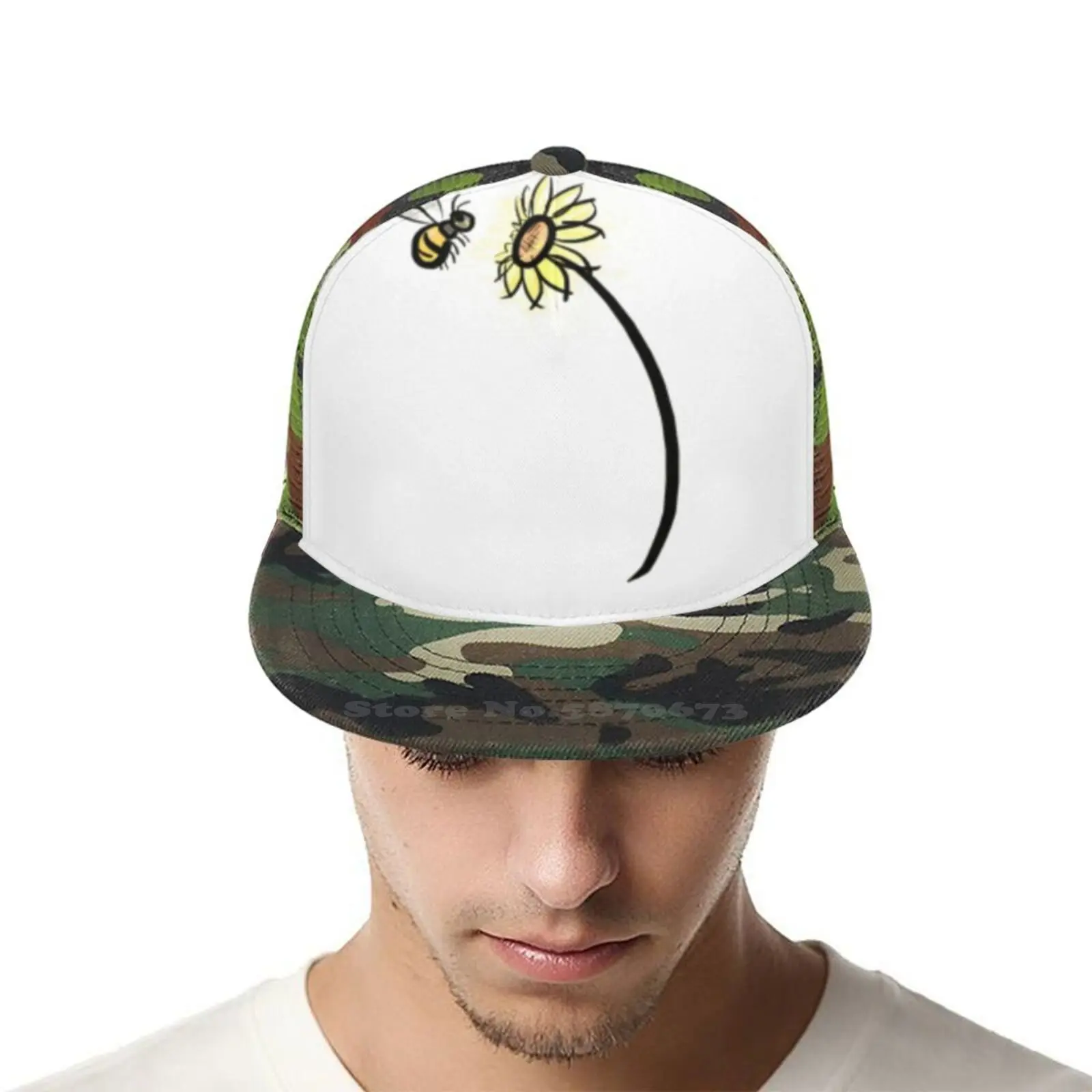 Шапка в стиле хип-хоп с пчелами и ромашками | Аксессуары для одежды