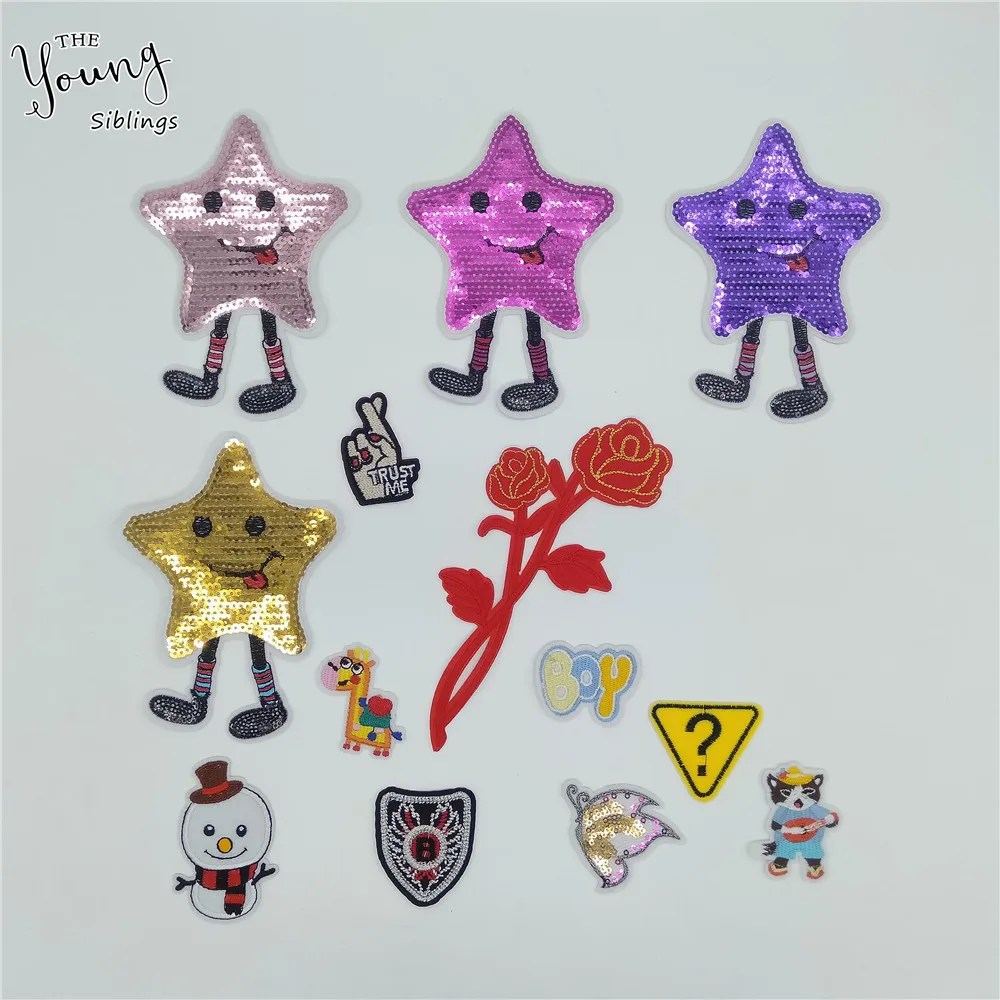 Мультяшная вышивка блестками утюгом нашивка для шитья аппликация значки полосы