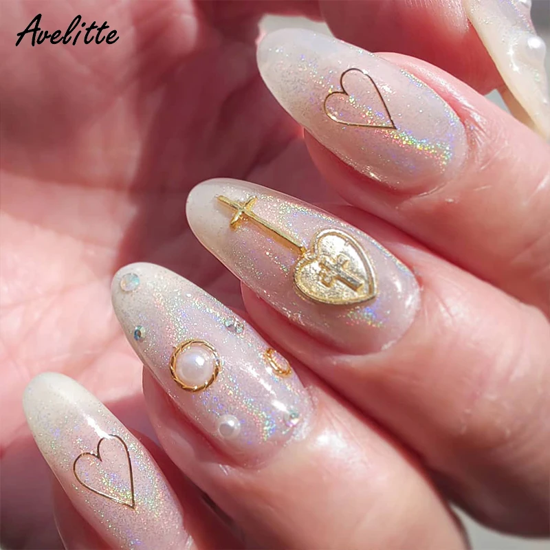 Волшебная зеркальная пудра для ногтей Avelitte ювелирный лазер золотой коричневый