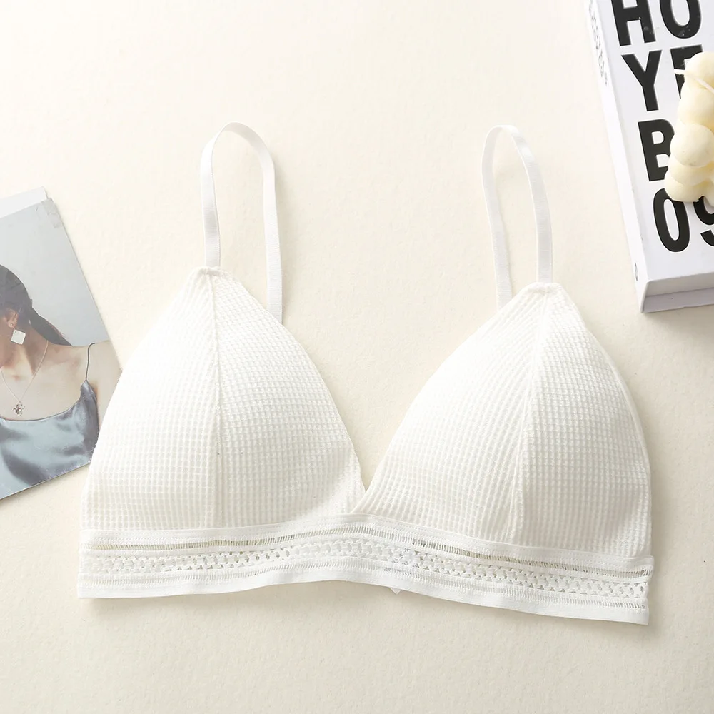 

1/2PCS Sexy Women Bralette Bra Push Up Underwear Cotton with Lace Bra Deep V Lingerie Triangle Cup Soft Thin Seamless Crop Tops