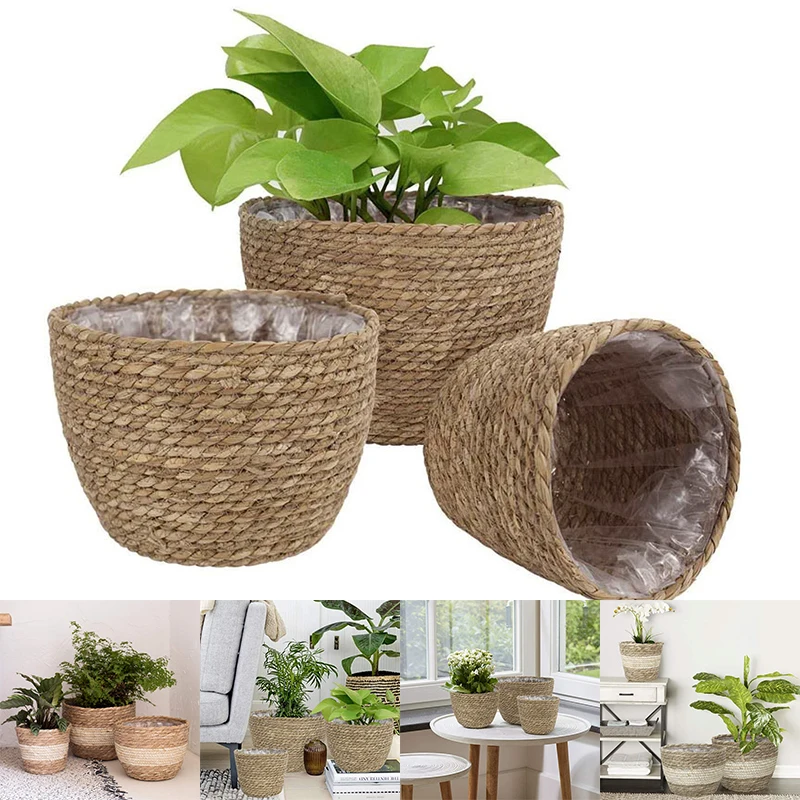 

Grass Planter Basket Indoor Outdoor Flower Pots Cover Plant Containers for Home A1