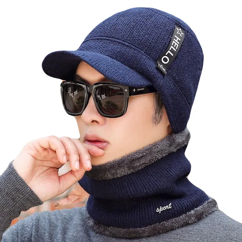 Зимние шапки Скалли Beanies шапка для мужчин и женщин шерстяная вязаная теплая плюшевая шапочки с шарфами Балаклава маска Knitted шапка вязаная зимняя Лыжная шапка