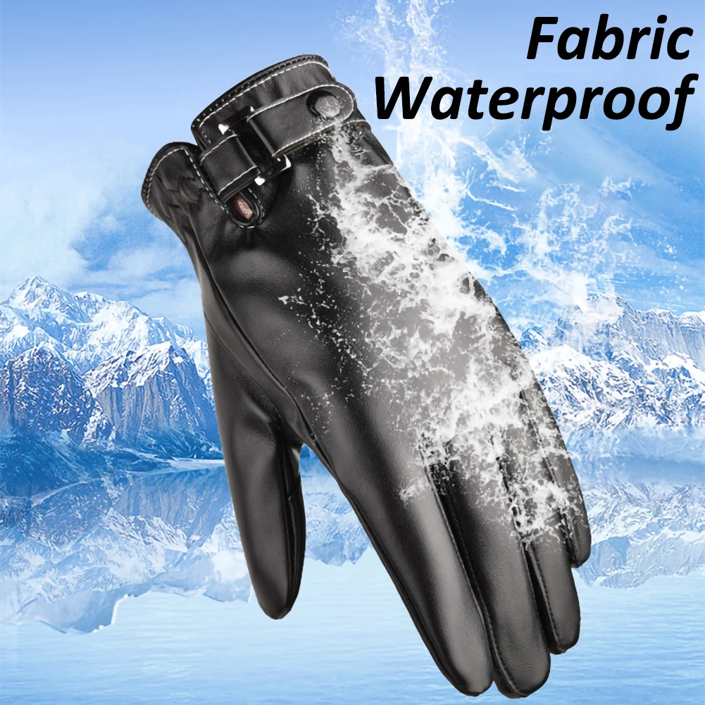 

High Quality Leather Winter Gloves Autumn Warm Touch Screen Full Finger Black Comfortable