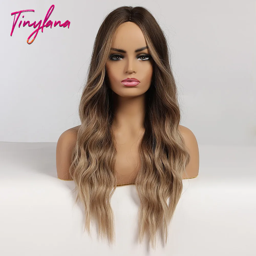 Крошечная Лана длинные волнистые женские парики натуральные волосы средней