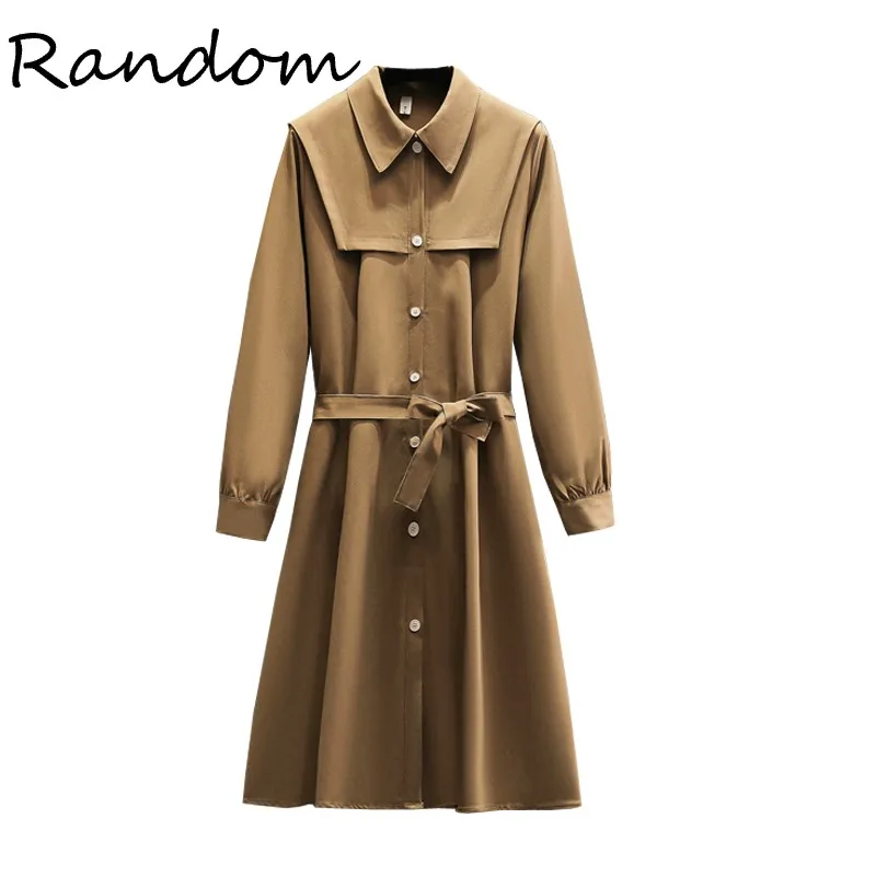 Plus Size Office Ladies Elegant Cape Prom Party Dress Turn Down Collar Long Sleeve Buttons Up A Line Dresses For Woman Clothes | Женская